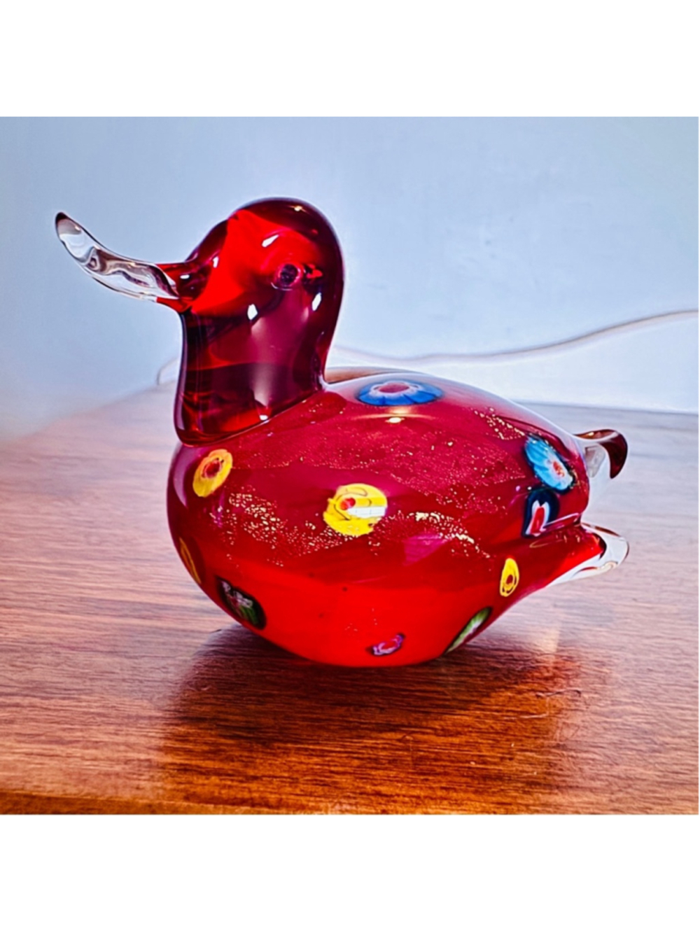 16. Vintage Fenton Ruby Red Mallard Duck Paperweight Collectible